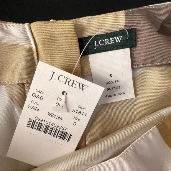 NWT J. Crew Brown and Tan Abstract Blouse, 100% Silk - Picture 4 of 6